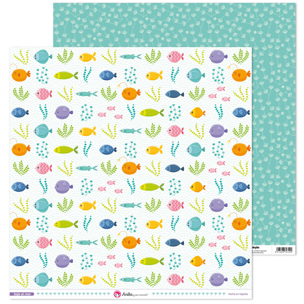PACK5 PAP. SCRAP12X12 PECES BAJO EL MAR