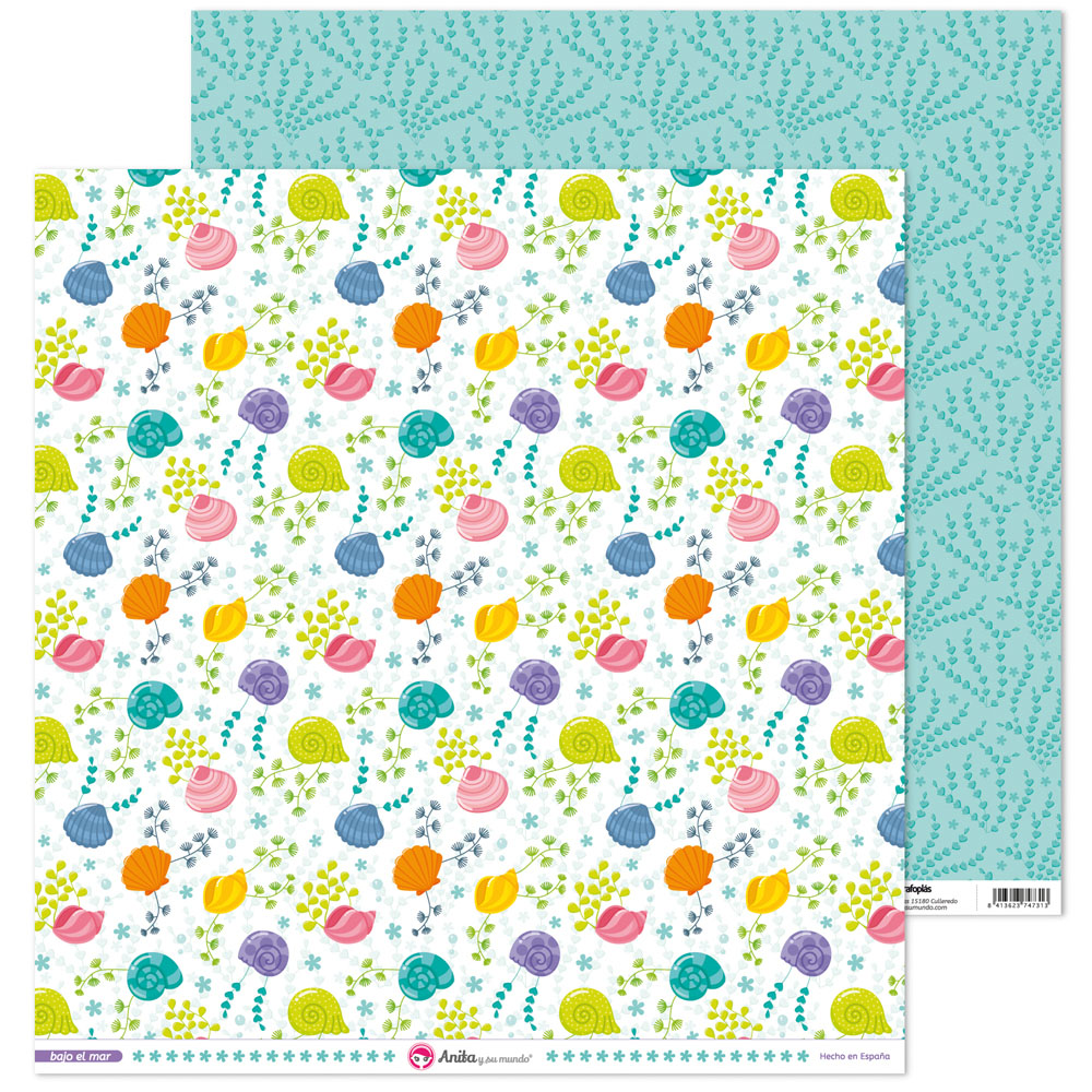 PACK5 PAP. SCRAP12X12 CONCH.BAJO EL MAR