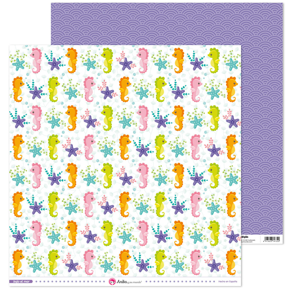 PACK5 PAP. SCRAP12X12 CABALL.BAJO EL MAR