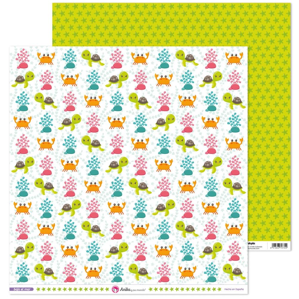 PACK5 PAP. SCRAP12X12 TORTUS BAJO EL MAR