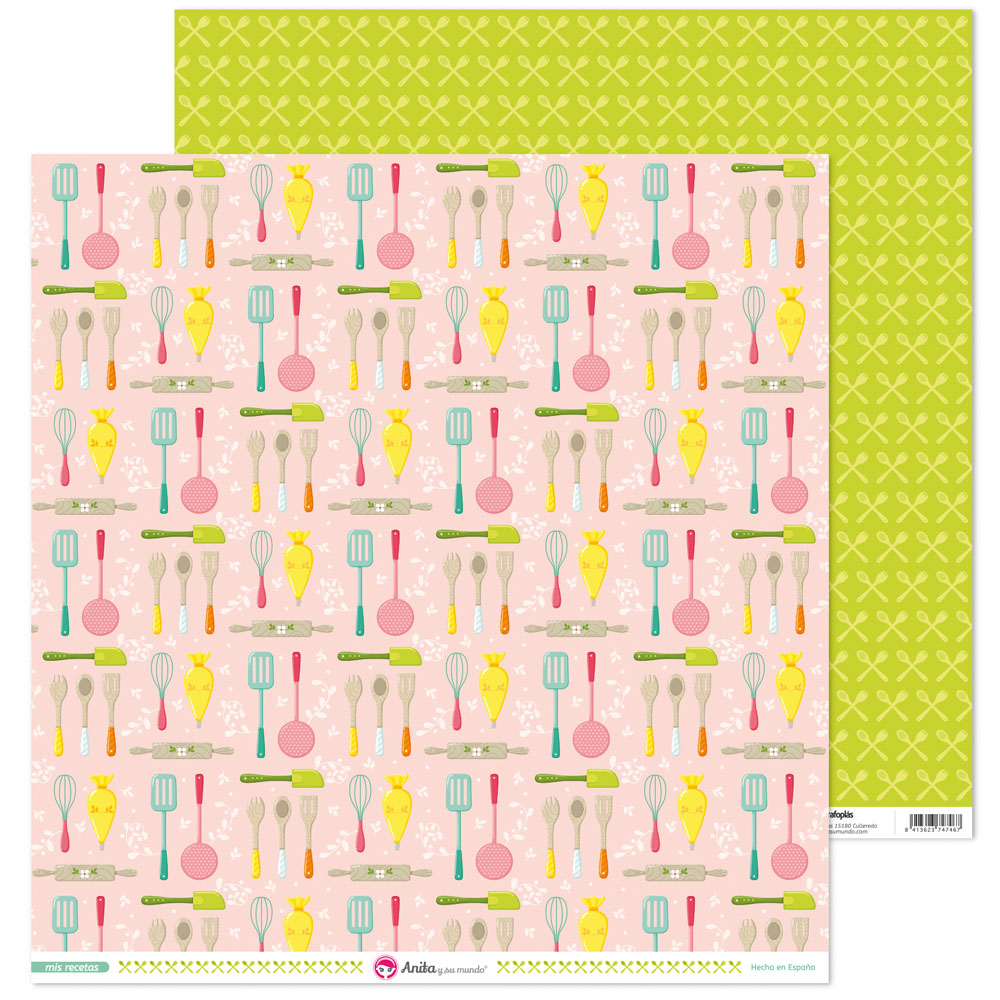 PACK5 PAP. SCRAP12X12 UTENS.MIS RECETAS