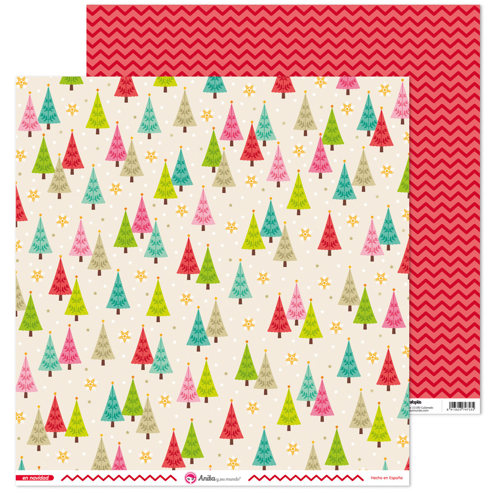 PACK5 PAP. SCRAP12X12 PINOS EN NAVIDAD