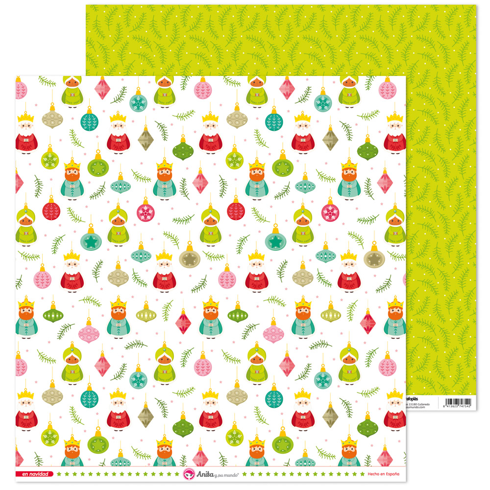 PACK5 PAP. SCRAP12X12 REYES EN NAVIDAD