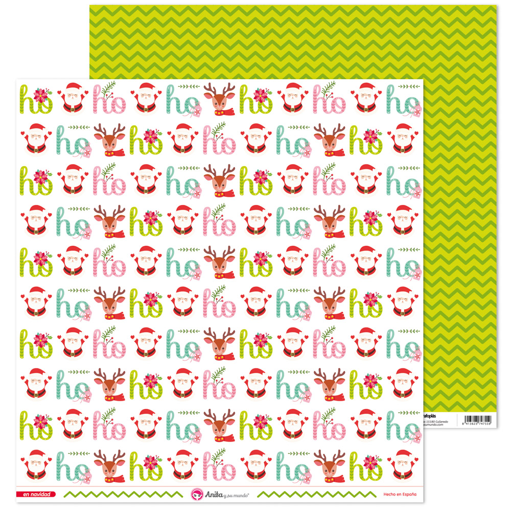 PACK5 PAP. SCRAP12X12 HOHO EN NAVIDAD
