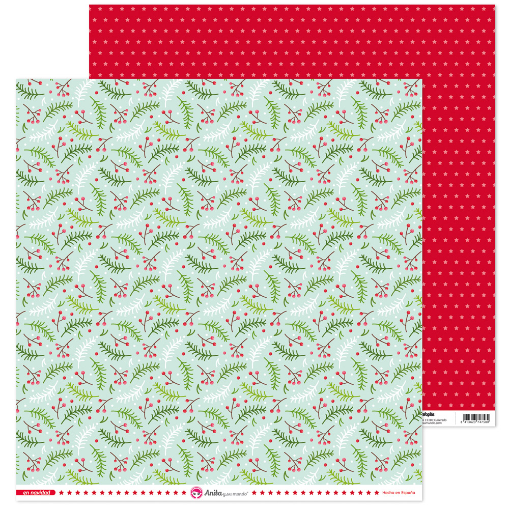 PACK5 PAP. SCRAP12X12 RAMAS EN NAVIDAD