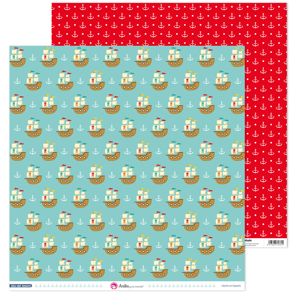 PACK5 PAP. SCRAP12X12 BARCOS ISLA TESOR