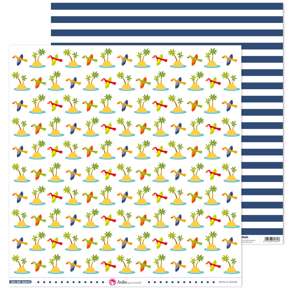PACK5 PAP. SCRAP12X12 LOROS ISLA TESOR