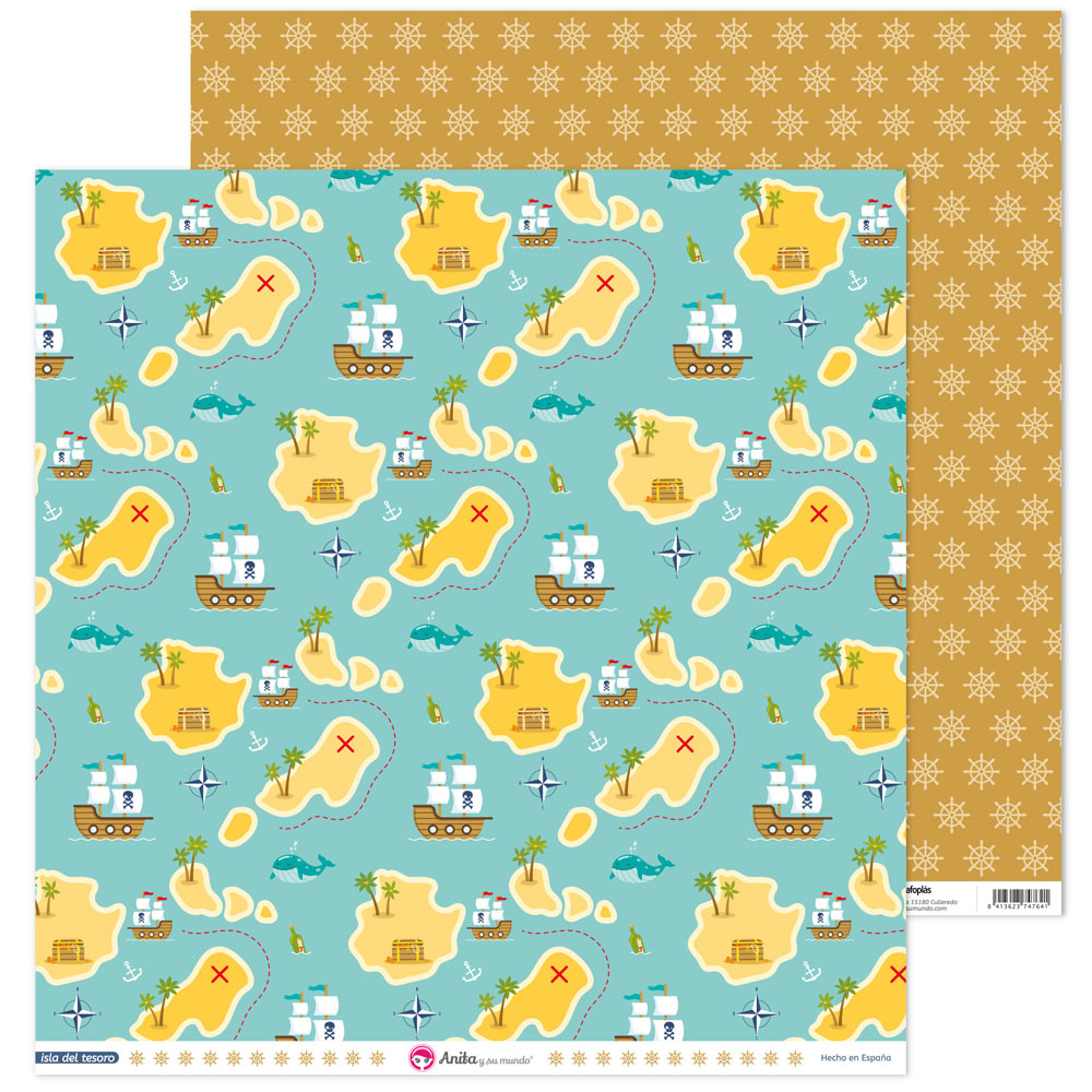 PACK5 PAP. SCRAP12X12 ISLAS ISLA TESOR
