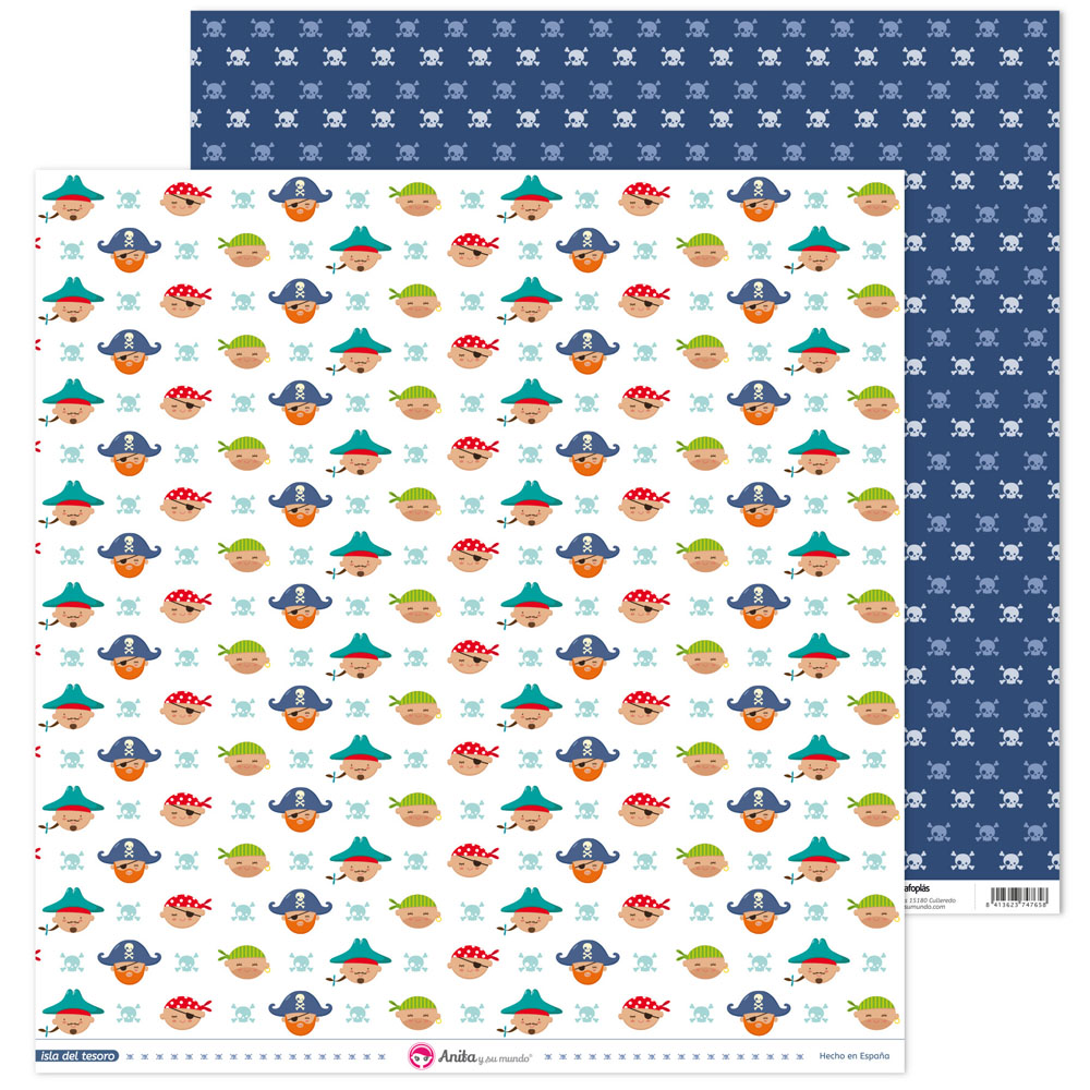 PACK5 PAP. SCRAP12X12 CARAS ISLA TESOR