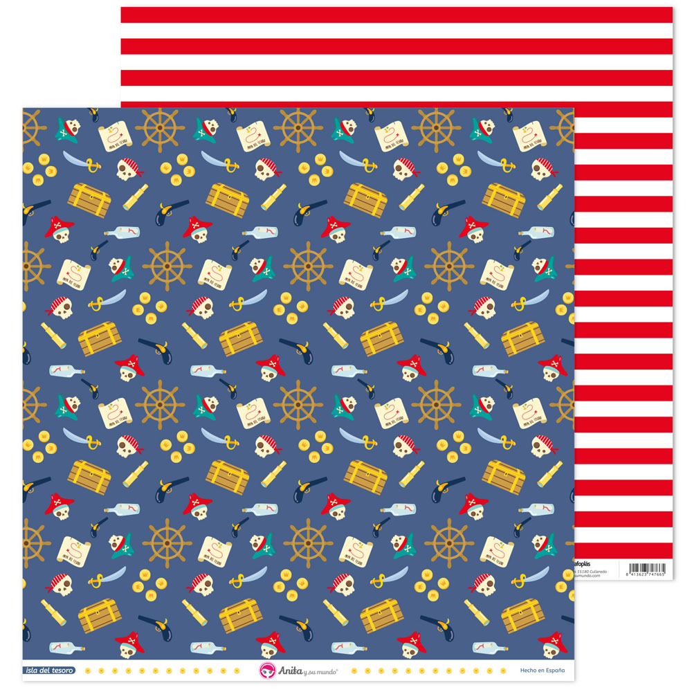 PACK5 PAP. SCRAP12X12 TESORO ISLA TESOR