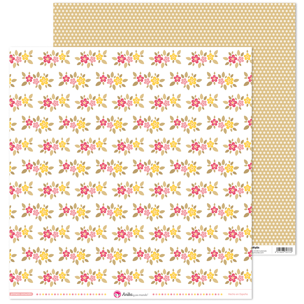 PACK5 PAP. SCRAP12X12 FLOR.BL.COMUN.ELLA
