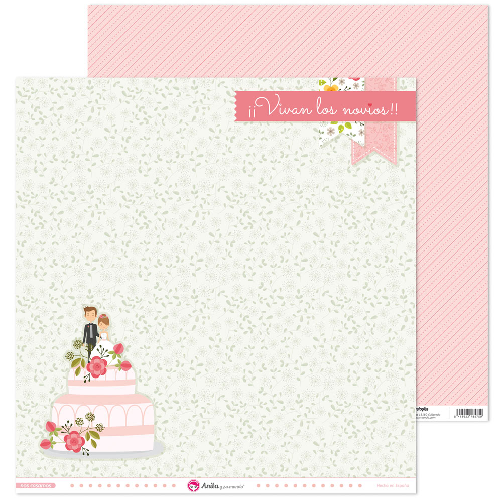 PACK5 PAP.SCRAP12X12 LO.TARTA NOS CASAMO