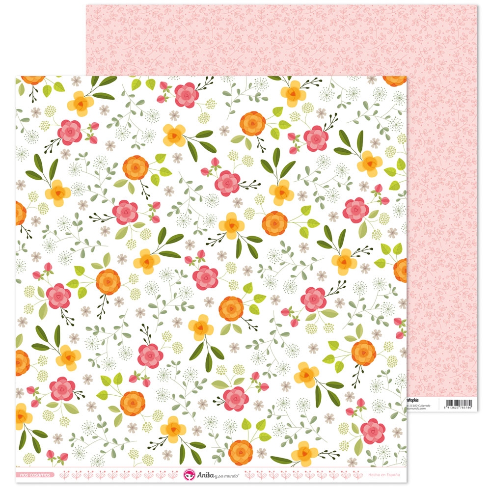 PACK5 PAP.SCRAP12X12 FLORES NOS CASAMOS