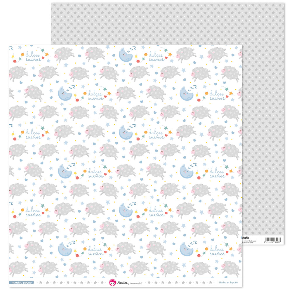 PACK5 PAP.SCRAP12X12 OVEJA NUESTRO PEQUE