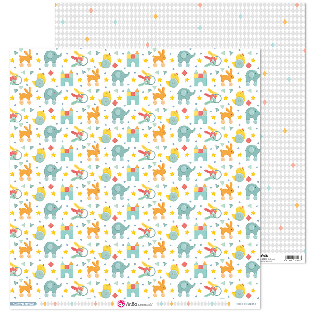 PACK5 PAP.SCRAP12X12 JUGUETE NUESTRO PEQ