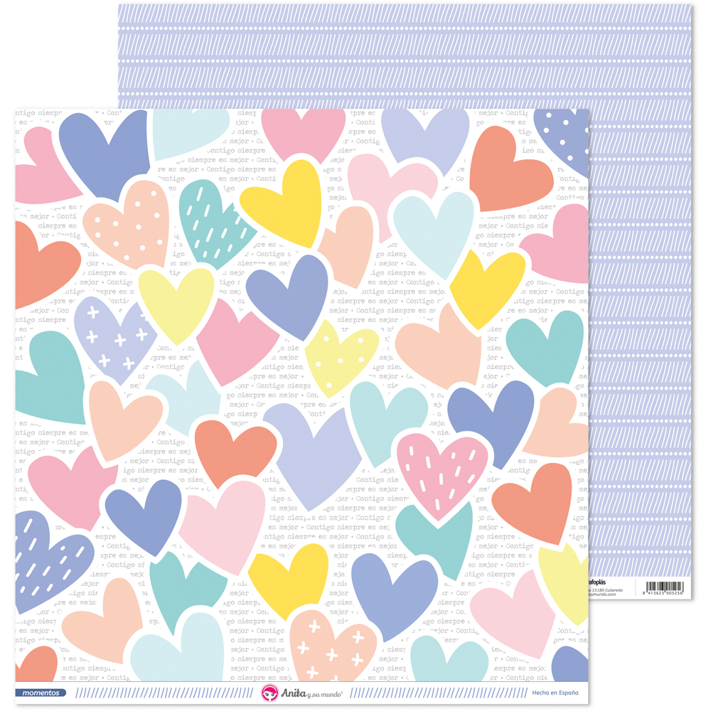 PACK5 PAP.SCRAP12X12 CORAZONES MOMENTOS
