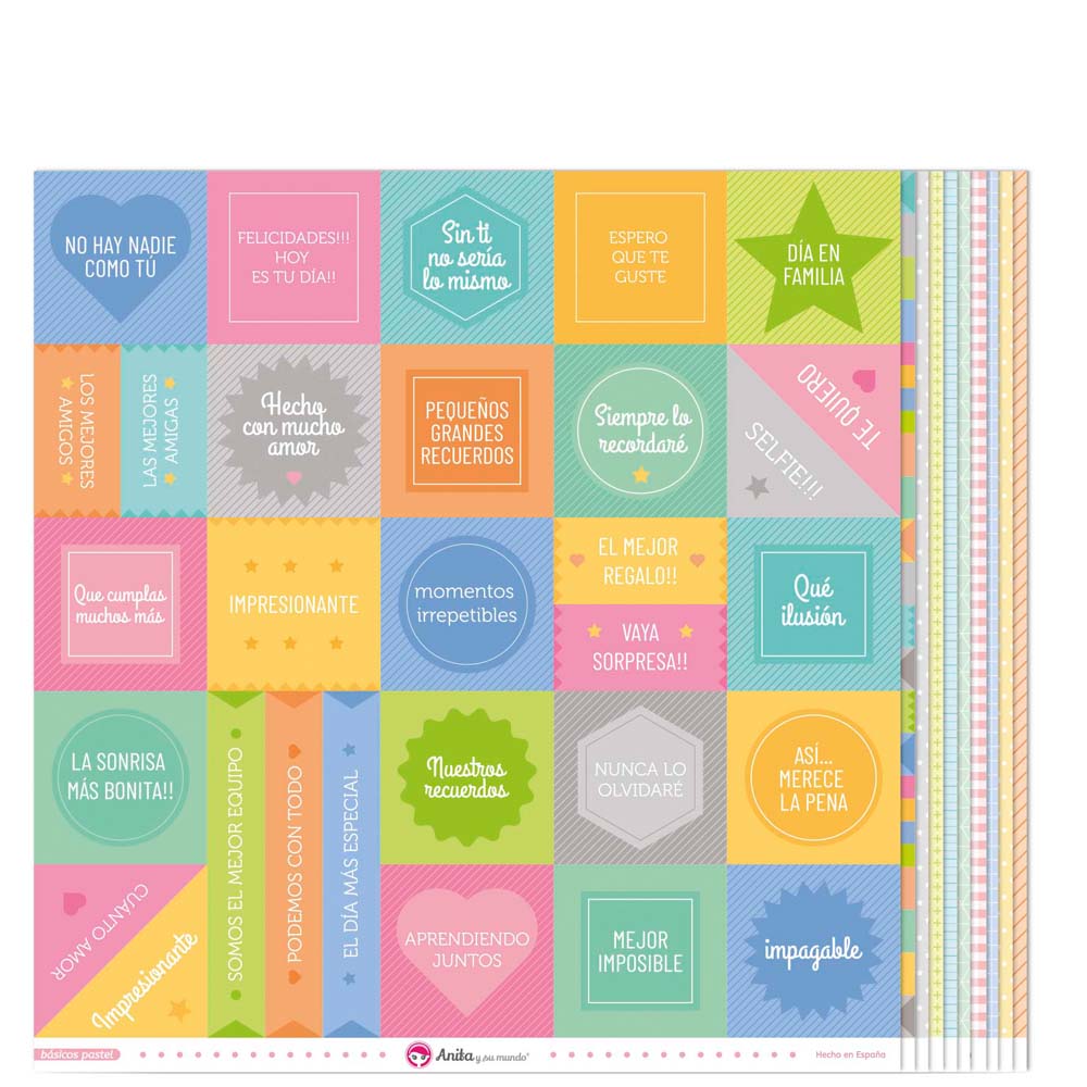 PACK5 PAPEL SCRAP 12X12 B.PASTEL DIAGONA