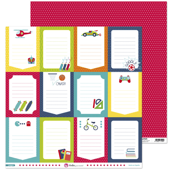 PACK5 PAPEL SCRAP 12x12 COCHES JUEGOS