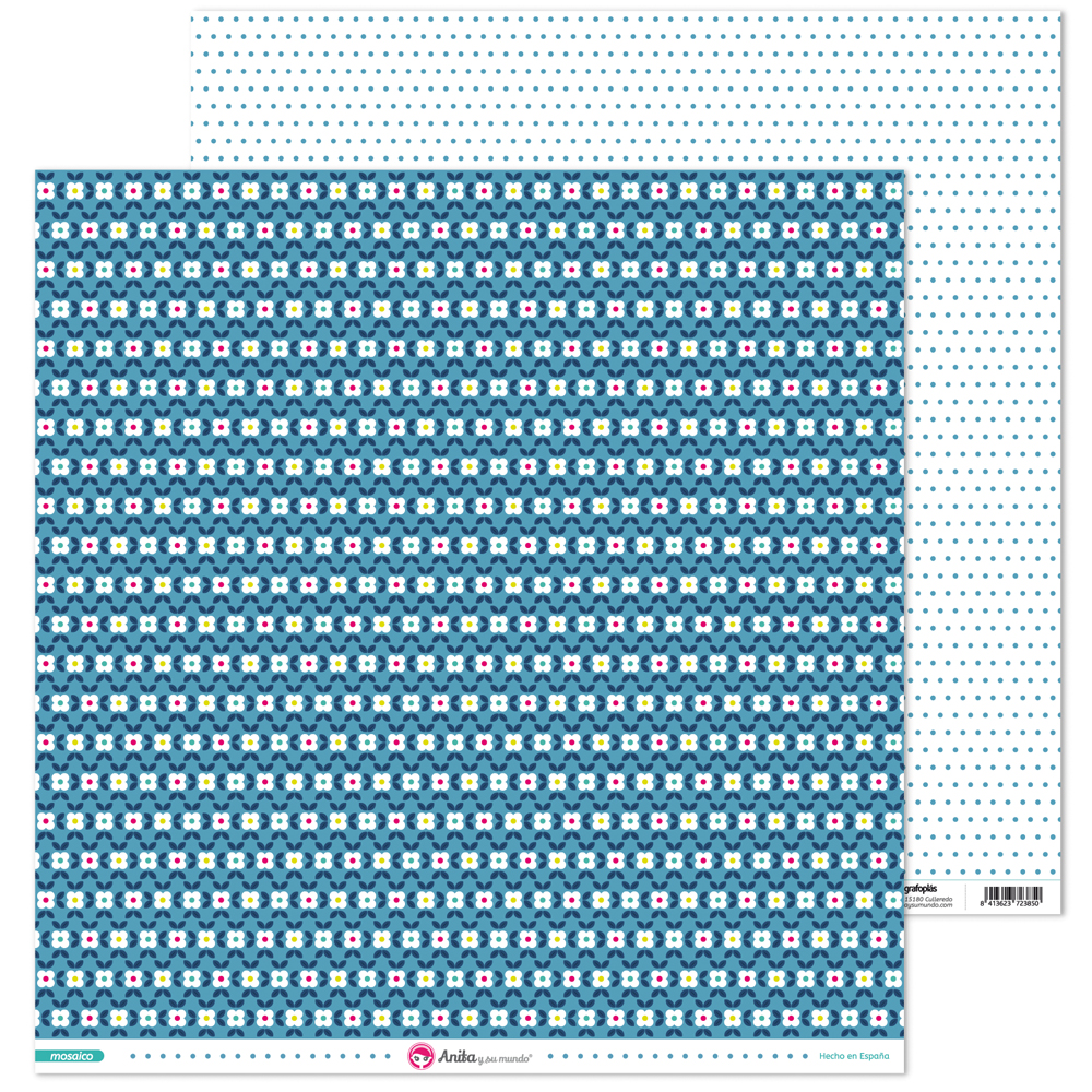 PACK5 PAPEL SCRAP 12x12 FLOR BL MOSAICO