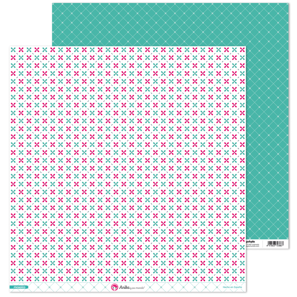 PACK5 PAPEL SCRAP 12x12FLOR CRUZ MOSAICO