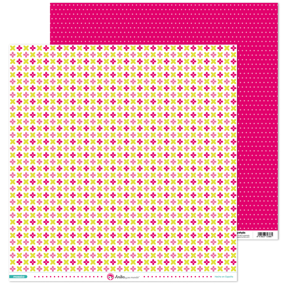 PACK5 PAPEL SCRAP 12x12FLOR ROSA MOSAICO