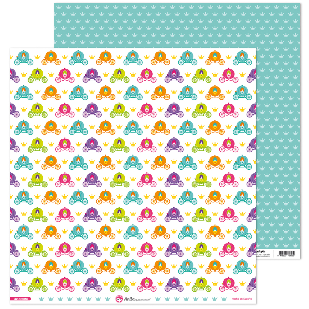 PACK5 PAPEL SCRAP 12x12CARROZA DE CUENTO