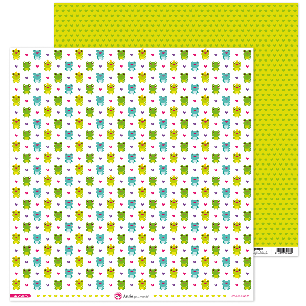 PACK5 PAPEL SCRAP 12x12 RANAS DE CUENTO