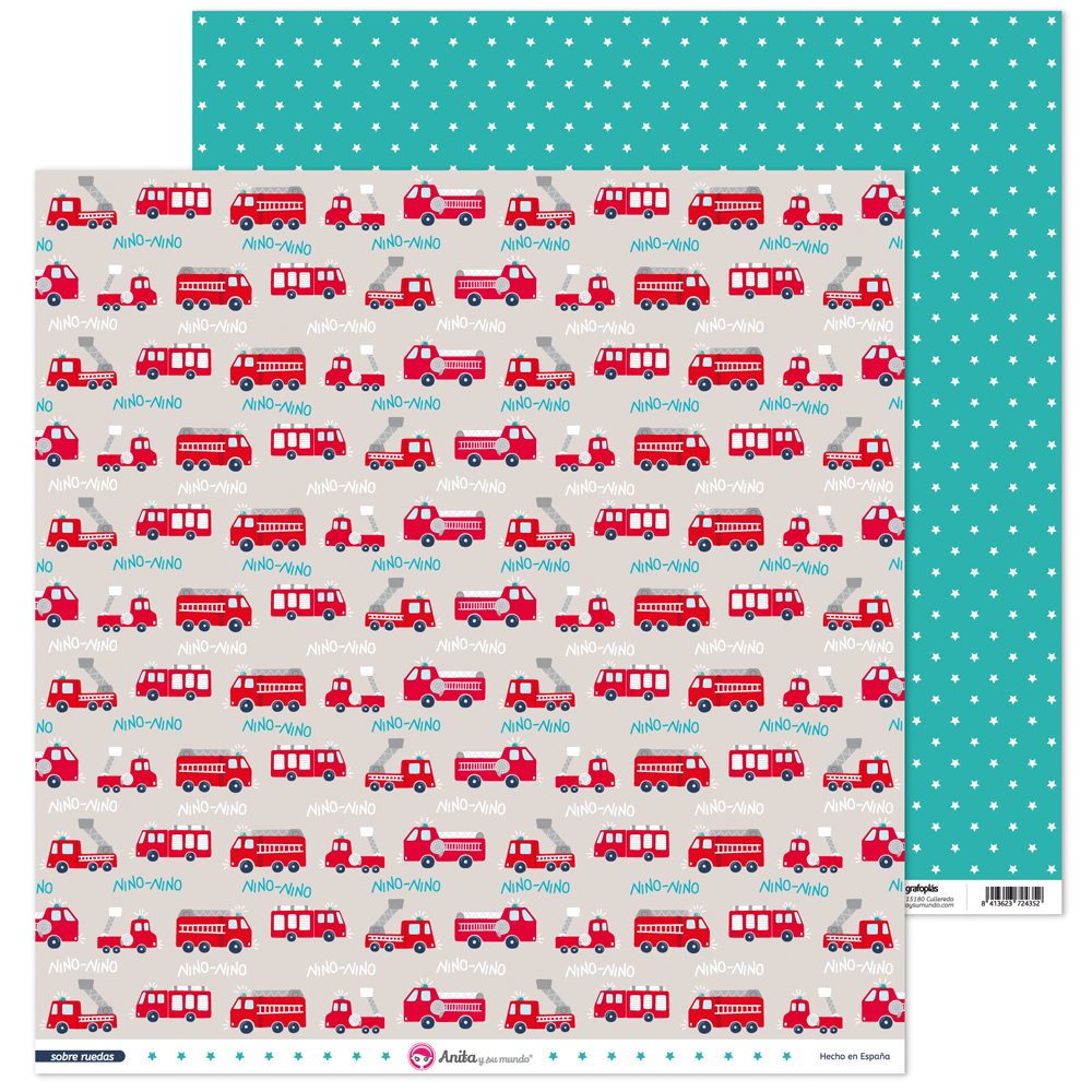 PACK5 PAPEL SCRAP 12x12COCHE BOMB.S/RUED