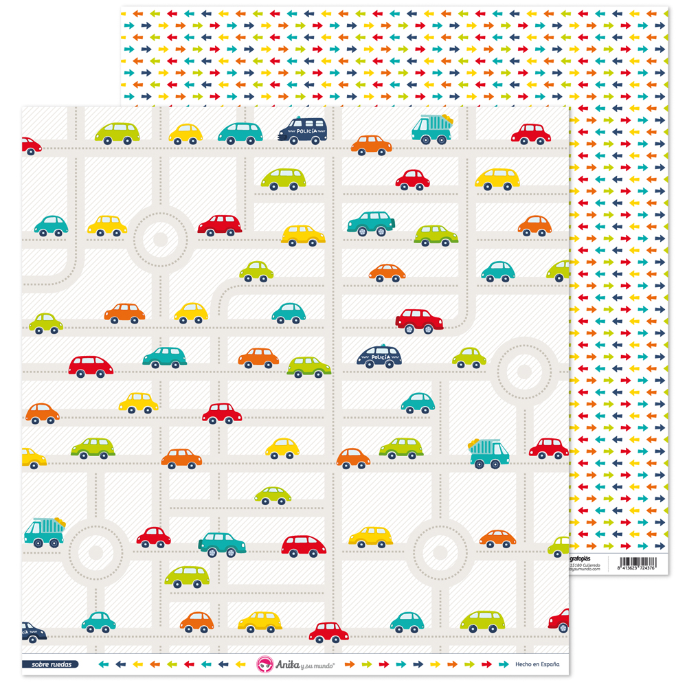 PACK5 PAPEL SCRAP 12x12 COCHES S/ RUEDAS