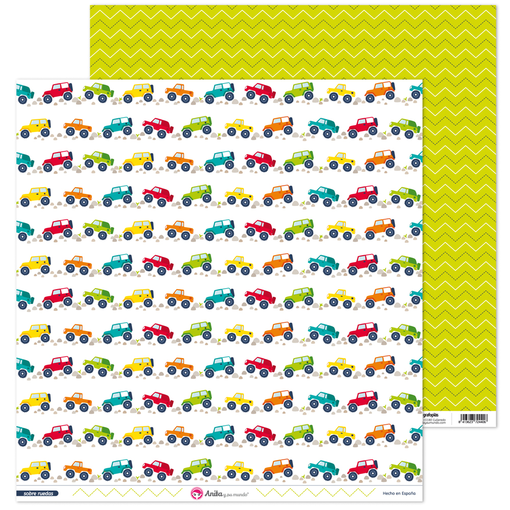 PACK5 PAPEL SCRAP 12x12 4X4 SOBRE RUEDAS