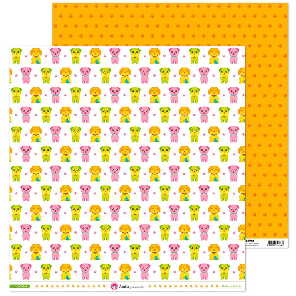PACK5 PAPEL SCRAP 12x12 PERROS MASCOTAS