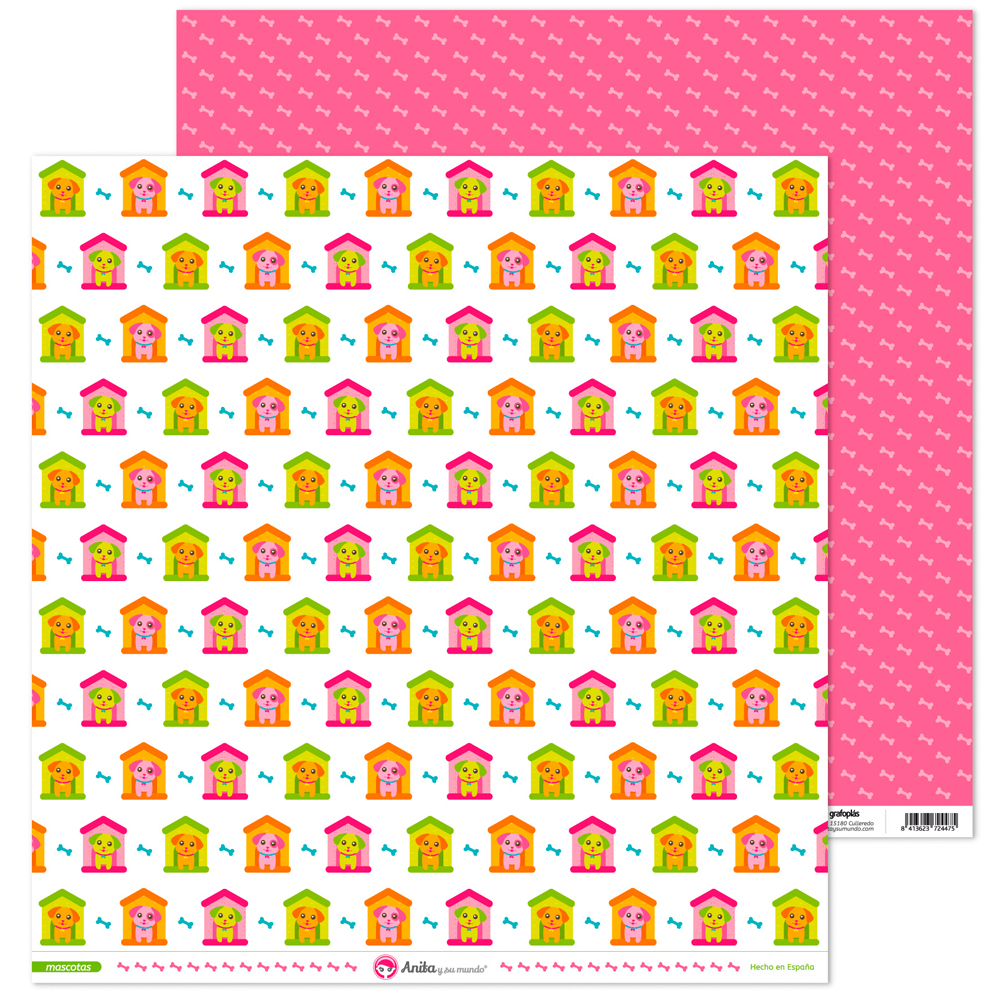 PACK5 PAPEL SCRAP 12x12 CASETA MASCOTAS
