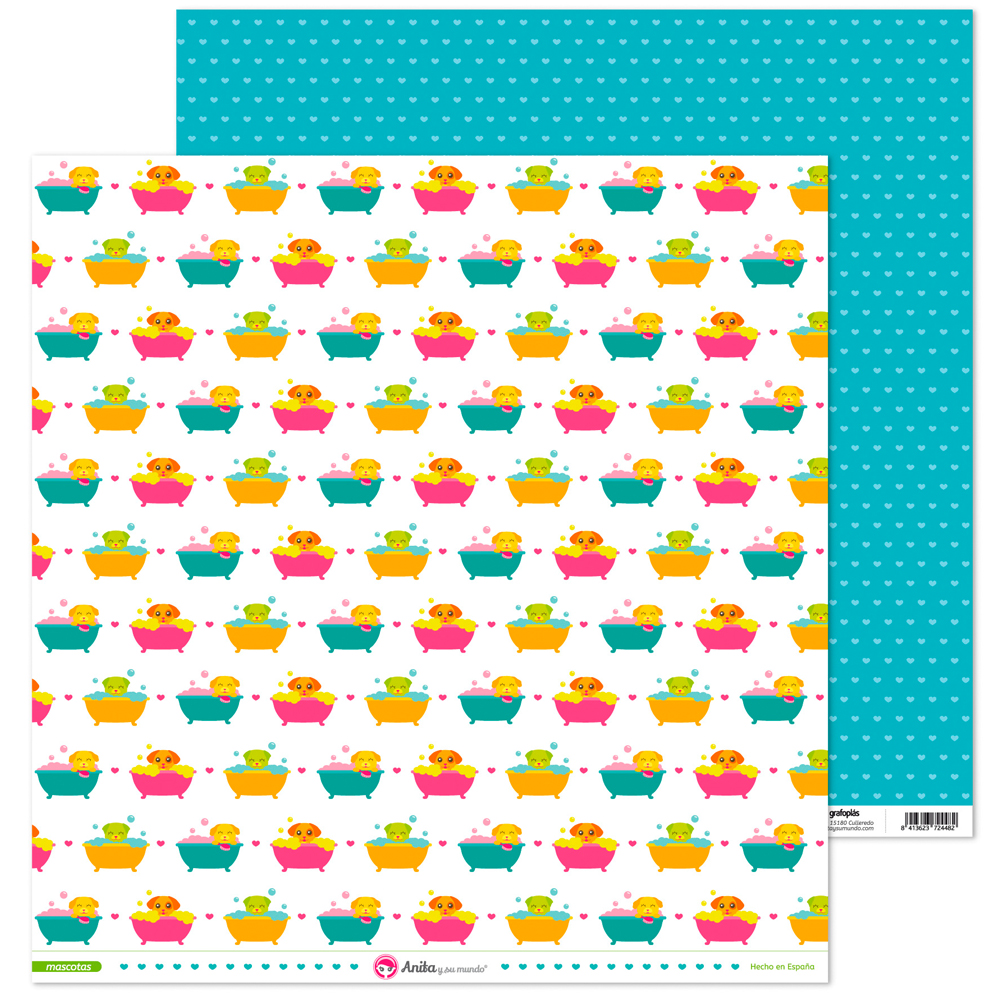 PACK5 PAPEL SCRAP 12x12 BANERA MASCOTAS