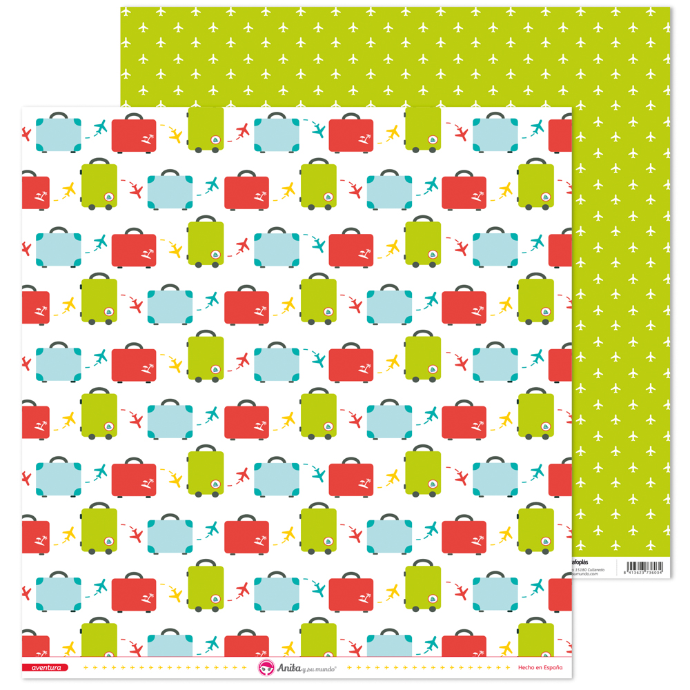 PACK5 PAPEL SCRAP 12x12 MALETAS AVENTURA