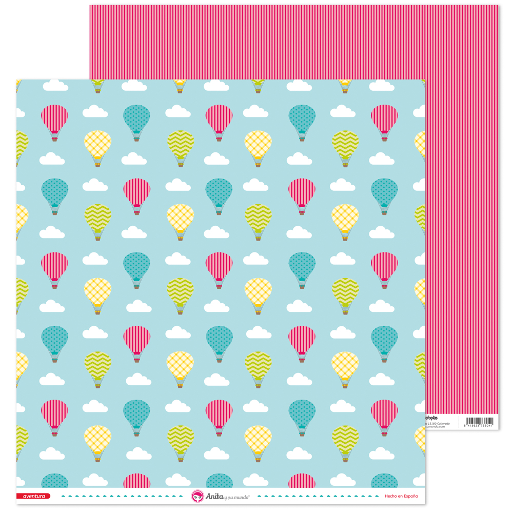 PACK5 PAPEL SCRAP 12x12 GLOBOS AVENTURA