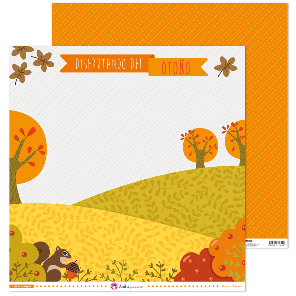 PACK5 PAPEL SCRAP 12x12LO ARDILLA BOSQUE