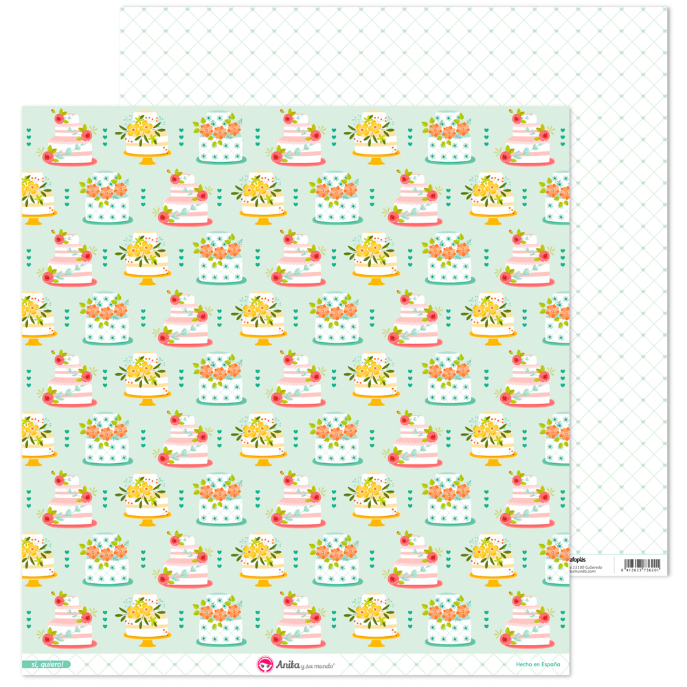 PACK5 PAPEL SCRAP 12x12 TARTAS SI QUIERO