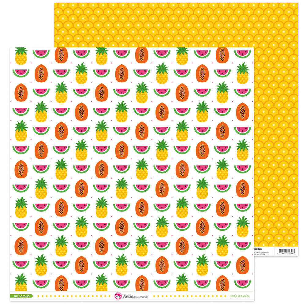 PACK5 PAPEL SCRAP 12x12FRUTAS MI PARAISO