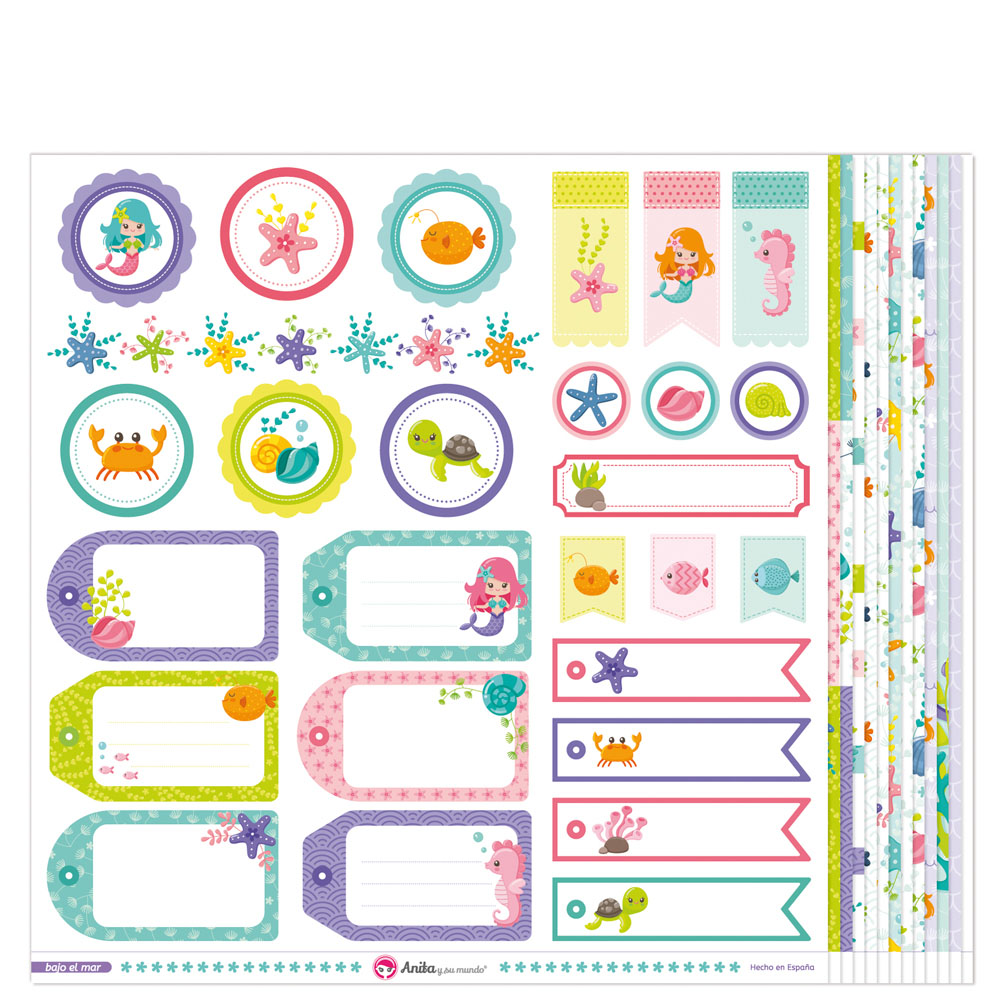 PACK13 PAPELES SCRAP BAJO EL MAR 18