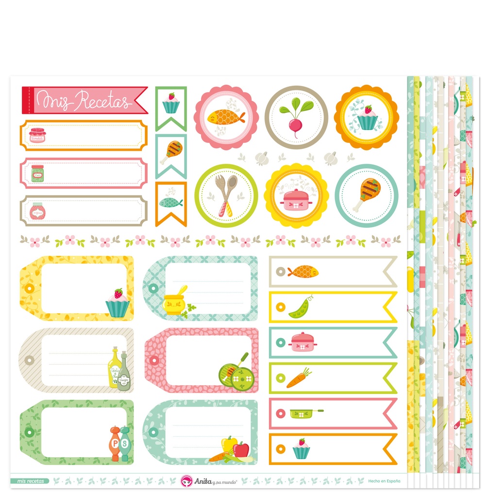 PACK13 PAPELES SCRAP MIS RECETAS