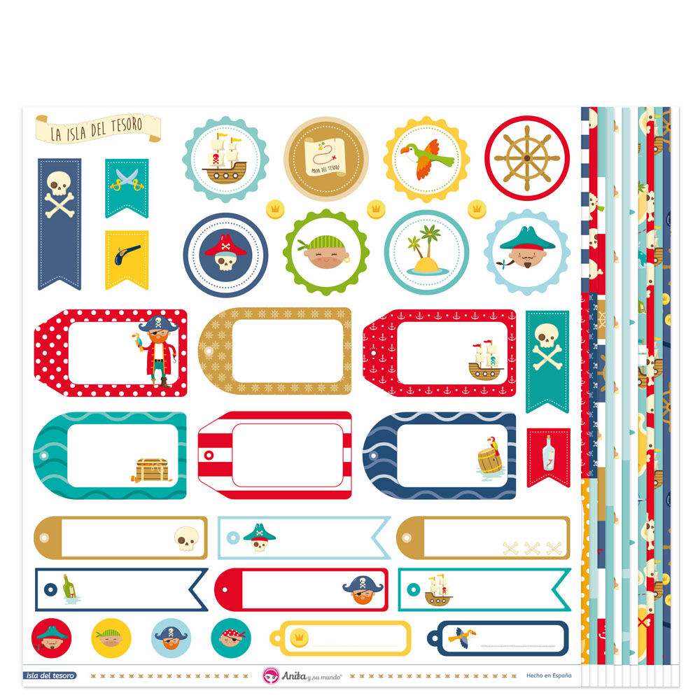 PACK13 PAPELES SCRAP ISLA DEL TESORO