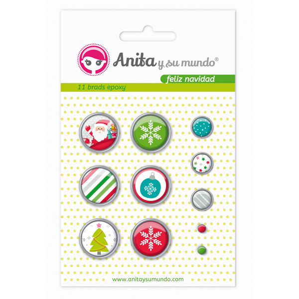 PACK11 BRADS EPOXY FELIZ NAVIDAD