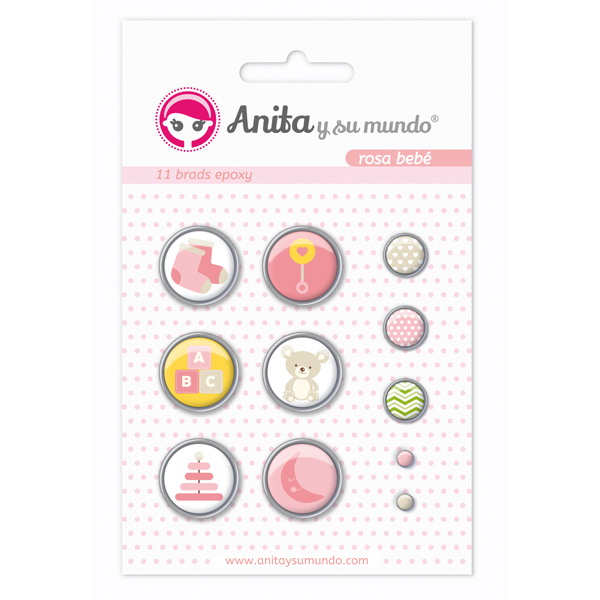 PACK11 BRADS EPOXY ROSA BEBE