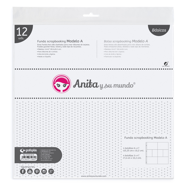 PACK12 FUNDAS SCRAP TIPO E PP CRISTAL