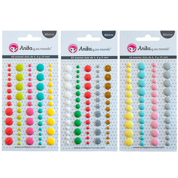 PACK 60 ENAMEL DOTS 4,6,9MM COL.NAVIDAD