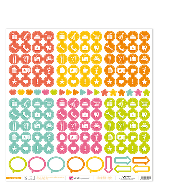PACK 1 LAMINA PEGATINAS 12X12"ME ORGANIZ