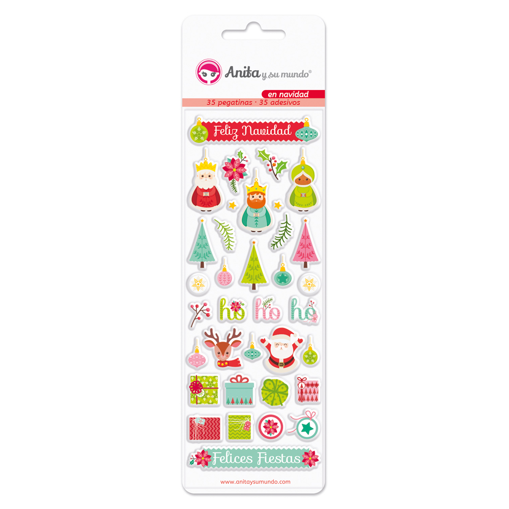 PACK 35 PEGATINAS CON RELIEVE NAVIDAD