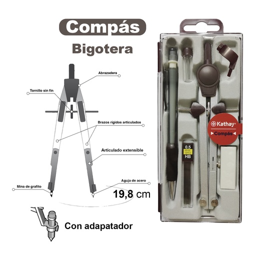 [GRA86008251] COMPAS ESCOLAR 6,5X18,4CM CENTAURO