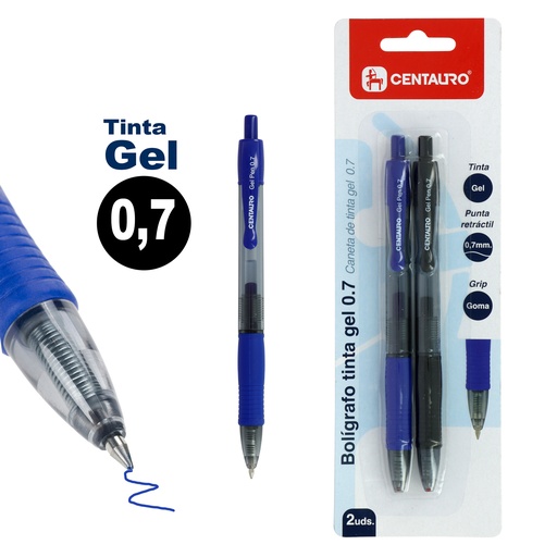 [GRA86212899] BLISTER 2BOLIS 0,7MMT.GEL AZUL+NEGRO CEN