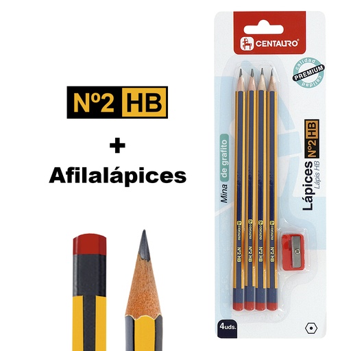 [GRA86233001] BLISTER 4 LAPICES 2HB+1AFILA CENTAURO